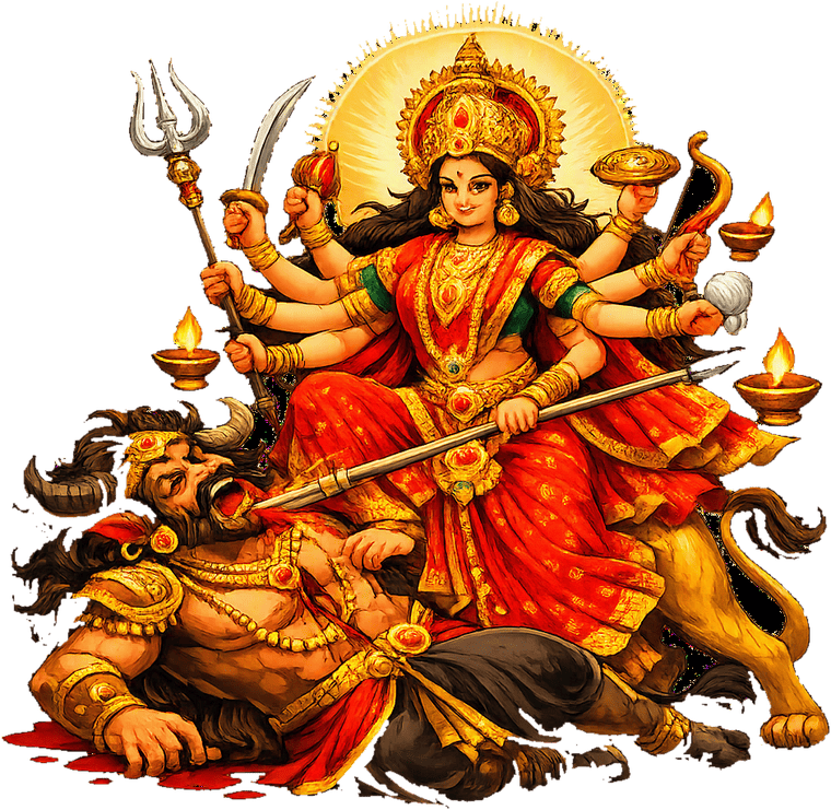 Maa Durga slaying Mahishasura
